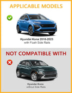 Tuyoung Roof Rack Cross Bars Compatible with 2018-2023 Hyundai Kona & Kona N & Kona Electric with Flush Side Rails, Lockable 220lbs Heavy Duty Aluminum Lockable Roof Rails Crossbars Rooftop Luggage