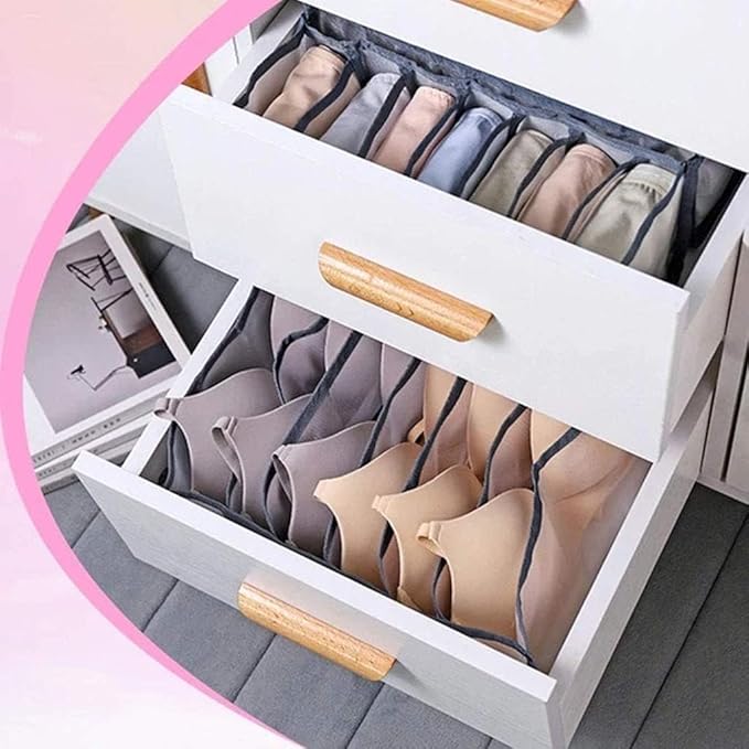 3 Set Underwear Organizer, Foldable Bra Underwear Drawer Organizer Divider Bins for Underwear, Socks, Ties, Bras, Underwear S