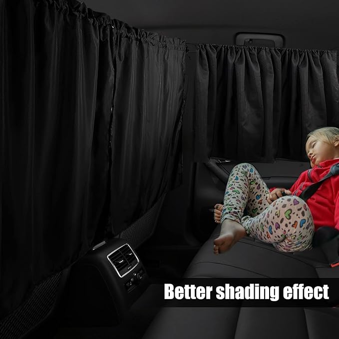 Car Privacy Curtain Universal Car Divider Curtain Between Rear Seat Auto Blackout Curtains Cars Sun Shades Side Window Shades Kit for Travel Camping Nap Sleeping(B)