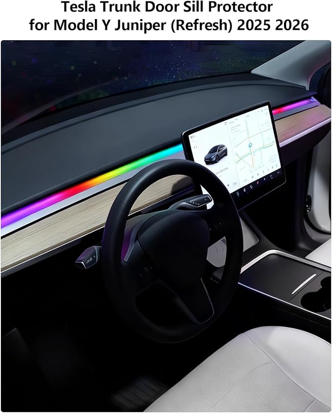 for Tesla LED Car Ambient Lighting Strip Model Y Juniper Model 3 Highland Accessories 2017-2026 LED Light Strip Dashboard Air Vents Interior Waterproof Decoration Atmosphere Ambient Lighting