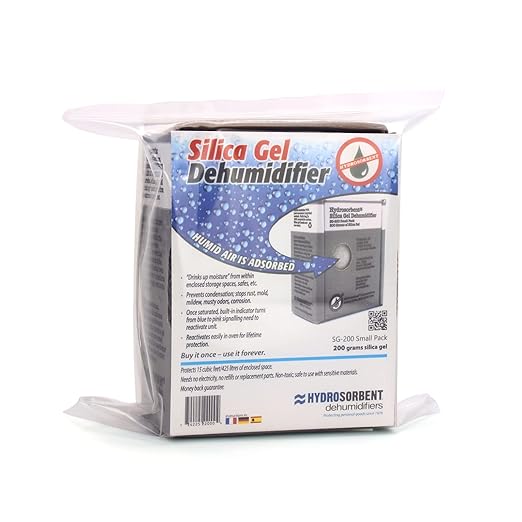 HYDROSORBENT Silica Gel Dehumidifier (200gm - 1 Pack) - Silica Gel Packets w/Built-In Color Changing Indicator for