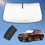Sun Shade Sunshade for Jeep Grand Cherokee 2022-2025 2026 Windshield Cover, 4-Layers Sun Shield 250T Silver Sun Visor Foldable Window Shade Blocks UV Rays Cooler Car Accessories
