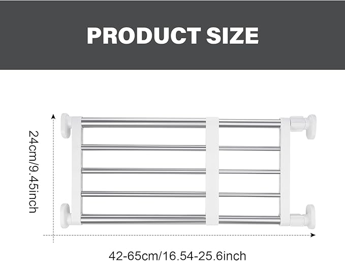 Geetery 4 Pcs Closet Tension Shelf Rod Metal Expandable Shelf Organizer Adjustable Closet Shelves Rack DIY Dividers Separator