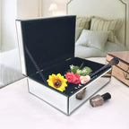 QMDECOR Silver Glass Mirrored Jewelry Box Beautiful Finish Storage Sturdy Organizer High-end Jewelry Organizer Luxury Big Van