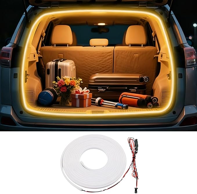 Trunk LED Light Strip, Compatible with 2013-2021 Toyota RAV4, Flexible Waterproof Silicone Embedded Cuttable Trunk Light Strip, Warm White
