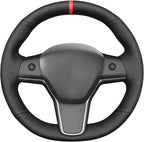 MEWANT Hand Stitched Steering Wheel Cover for Tesla Model 3 2017-2023 / Model Y 2020-2023 for Tesla Model 3/Y Accessories
