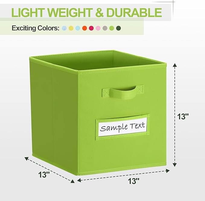 artsdi 13x13 storage cube bins (Set of 10) Foldable Fabric storage cubes with 10 Labels Window Cards & a Pen,13 inch cube sto