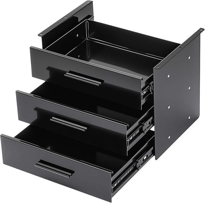 Menkxi 16 inch Under Desk Drawer Storage Pull out Storage Organizer Mounted Metal Sliding Hidden Under Counter Drawer Vertica