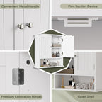 Smuxee White Bathroom Cabinet Wall Mounted, Small Bathroom Medicine Cabinet with 2 Door Adjustable Shelves, Bathroom Wall Cab