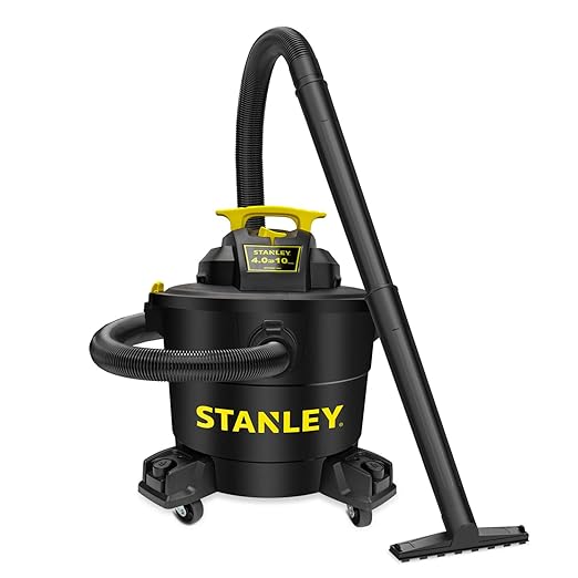 STANLEY Wet/Dry Vacuum SL18191P, 10 Gallon 4 Horsepower 16 FT Clean Range Shop, Ideal for Home/Garage/Laundry Rooms with Atta