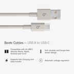 Beats USB-A to USB-C Woven Cable Fast Charging Durable and Tangle-Free Design Compatible Charger for Apple & Android Devices 
