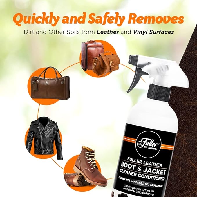 Fuller Brush Leather Boot and Jacket Cleaner Conditioner - Natural Oil Formula for Leather, Vinyl, Backpacks & Luggage - Remo