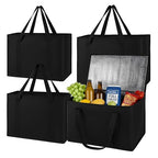 musbus 4-Pack insulated trunk organizer car cooler bag Food Insulated Grocery shopping bags, Black, reusable,zipper,foldable,tote,cold,for adult,for foodland,