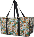 NGIL Extra Large Utility Tote Reusable Grocery Bag Oversized Collapsible for Groceries, Storage, Picnic, Beach (Wildflower-Black)