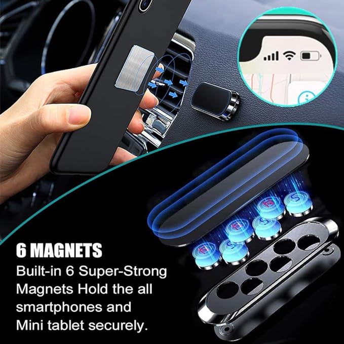 SALEX Flat Magnetic Phone Mount 3 Pack. Silver Cell Phone Holder for Car Dashboard, Wall, Truck. Universal Stick on iPad Wall Magnet Mount Kit for Tablets, Smartphones. Magnetic Phone Mount for iPhone