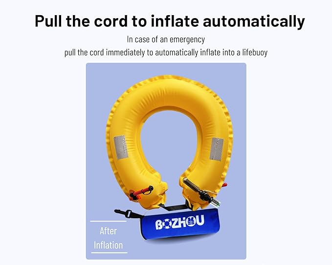 Life-Saving Car Escape Tool: 5-Second Auto Inflate Lifebuoy & Window Breaker for Vehicle Flooding & Accidents (Patent Design)