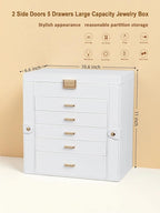 BOOVO Jewelry Box For women, 6 Layer Large Jewelry Organizer With Mirror, Multi-Function Storage Box With Lock, Necklace Hold