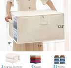6-Pack Large Canvas Comforter Storage Bags Closet Organizer for Clothes Sweater Clothes Organizer with Dual Zipper Three Carr