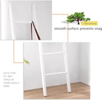 FUIN 6ft Wooden White Blanket Ladder Living Room Decorative Wall Leaning Farmhouse Quilt Display Holder Rustic Wood Towel Rac