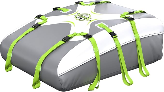 Sailnovo Car Roof Bag Rooftop Cargo Carrier 21 Cubic,Waterproof Cargo Roof Bag for Most Vehicles with/Without Roof Rack with Strap, Anti-Slip Mat,6 Door Hooks(Classic Gray-Green)