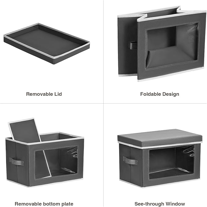 Homsorout Storage Bins with Lids - Fabric Storage Boxes with Lids, Collapsible Storage Bins with Window, Decorative Closet Or
