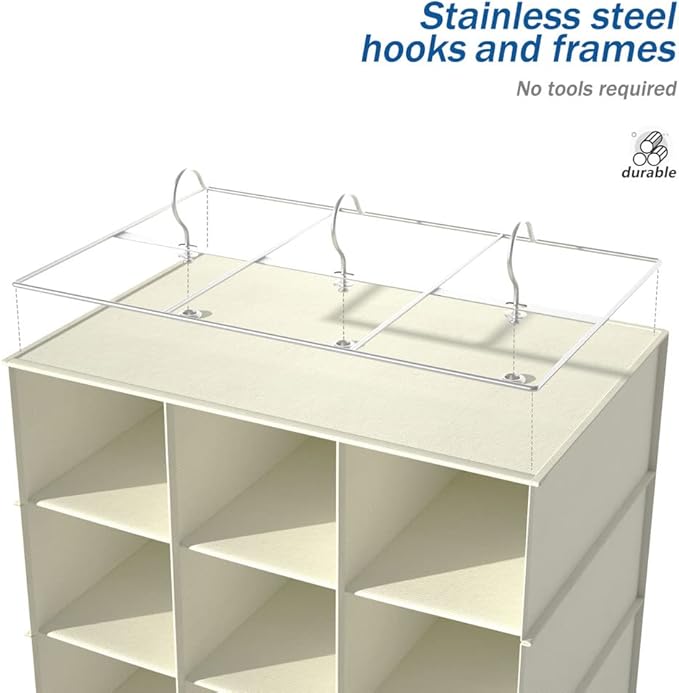 coastal rose Hanging Shoe Organizer for Closet, 30 Sections Hanging Closet Organizers and Storage Shelves Space Saving Shoe R