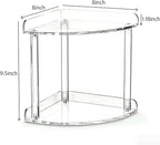 2 Tier Clear Acrylic Bathroom Corner Organizer, Countertop Vanity Tray for Makeup, Cosmetics, Perfume - Freestanding Storage 