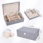 LANDICI Jewelry Box Organizer for Men Women, 2 Layer 4 Slot Watch Storage Case with Removable Tray, PU Leather Large Jeweller