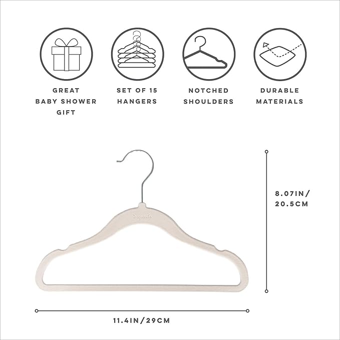3 Sprouts Baby Closet Organizer Set - 15 Nursery Hangers with 8 Size Dividers, Closet Dividers for Baby Clothes and Clothes O