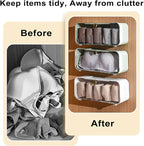 Socks Underwear Drawer Organizer, 5 Cell Compartments Acrylic Wall Mount Storage Boxes, Self-Adhesive Switchable Drawer Organ