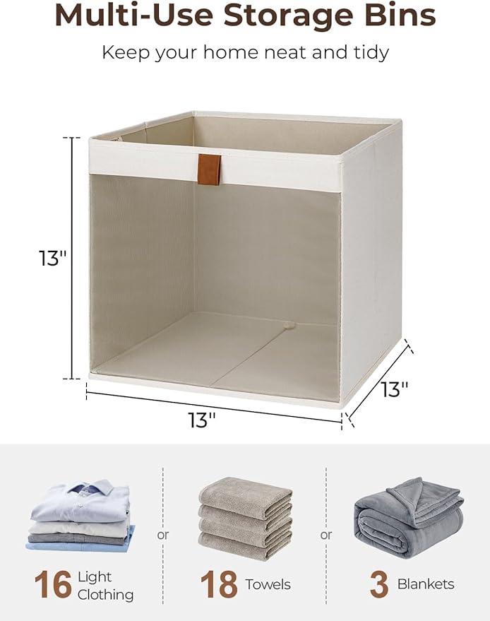 StorageWorks 13x13 Storage Cubes, Closet Storage Bins with Clear Window, Large Fabric Organizer for Clothes, Collapsible Stor