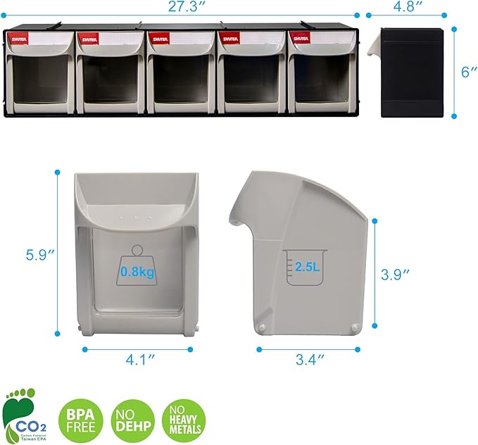 SHUTER Plastic Small Parts Organizer, Dental Tilt out Storage Container System, Tip Out bin for screws, nuts, small tools, Ki