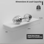 Floating Shelf Board for Wall 5/8" – No Brackets – 24" L x 8" W x 0.6" T White Melamine Wood Floating Shelves for Bathroom, K
