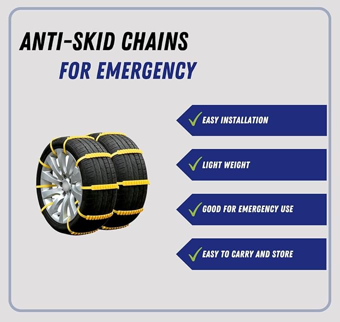 Jeremywell 10 PCS Emergency Anti-Skid Mud Snow Survival Traction Multi-Function Car Tire Chains, Yellow, Security Chains for 
