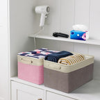 BALEINE 4 Pack Fabric Closet Storage Bins for Shelves, Linen Closet Organizers and Storage, Decorative Baskets for Organizing