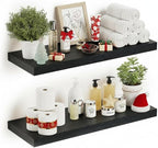 Vivelove Black Floating Shelves for Wall Mounted, 24 inchs x 9.1” Deep x 1.6” Thick Wall Shelves for Bedroom, Living Room, Ba