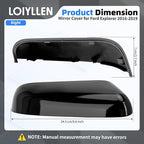 Driver & Passenger Side Mirror Cover Replacement for Ford Explorer 2016 2017 2018 2019 - Left & Right Side Mirror Covers, Rear View Mirror Cap Accessories Black