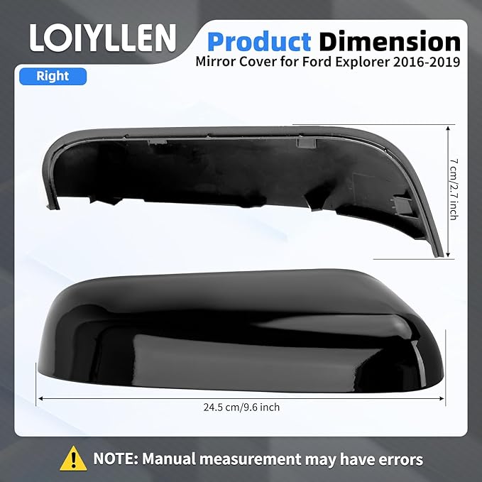 Driver & Passenger Side Mirror Cover Replacement for Ford Explorer 2016 2017 2018 2019 - Left & Right Side Mirror Covers, Rear View Mirror Cap Accessories Black