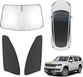 Karltys 3PCS Windshield Sun Shade for 2022-2025 Jeep Grand Wagoneer, 210T Thickened Front and Side Window Sunshade Cover Custom Fit Grand Wagoneer, Foldable Sun Visor Protector Keeps Your Car Cool
