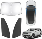 Karltys 3PCS Windshield Sun Shade for 2022-2025 Jeep Grand Wagoneer, 210T Thickened Front and Side Window Sunshade Cover Custom Fit Grand Wagoneer, Foldable Sun Visor Protector Keeps Your Car Cool