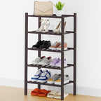 Smiry Shoe Rack, 5 Tier Thick Small Bamboo Shoe Organizer, Stackable Free Standing Wooden Shoe Storage Shelf for Closet, Entr