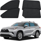 ZATOOTO Car Window Shades for Toyota Highlander 2021-2024, 4 Pcs Magnetic Car Window Covers - 100% Block Light Privacy Curtains, Side Window Sun Shade for Baby Breastfeeding, Sleeping, Camping