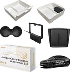 BestEvMod 5PCS Center Console Organizer Compatible with 2026 2025 Tesla New Model Y Juniper Accessories ABS Slide Smoothly Cup Holder Insert Wireless Charger Mat Silicone (White) Not fit Standard