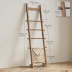 REFGY 5-Tier Blanket Ladder Shelf, 5.3FT (63'') Wall Leaning Blanket Ladders for Living Room Bedroom, Decorative Quilt Rack w