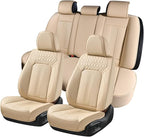 Coverado Seat Covers, Car Seat Covers Full Set, Beige Seat Cover, Front Seats Back Seat Cover, Waterproof Car Seat Cushion, L