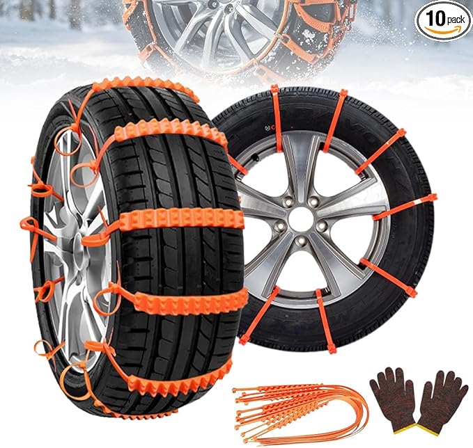 Universal Anti-Skid Snow Tire Chains, 2026 New Portable Emergency Non-Slip Plastic Cable Ties, Snow Tire Chains for Pickup Tr