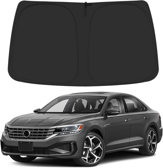 Windshield Sun Shade for 2012-2022 Volkswagen VW Passat Accessories, Foldable Window Sunshade Sun Visor Protector, Front Windshield Sunshade Sun Shield Blocks UV Rays Heat