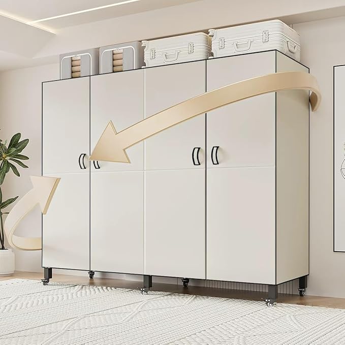 Heavy Duty Covered Clothes Rack with Magnetic Door Foldable Portable Wardrobe Closet for Hanging Clothing Rolling Black Metal