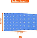 TORACK 3 PCS Metal Pegboard Panels(12x24 inch) for Wall Garage Utility Tools Storage Pegboard for Workbench, Modular Peg Boar