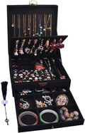 Women Jewelry Box Lockable 3 Layers Large Jewelry Organizer Storage Case for Earrings Necklaces Rings Bracelets,Green Display